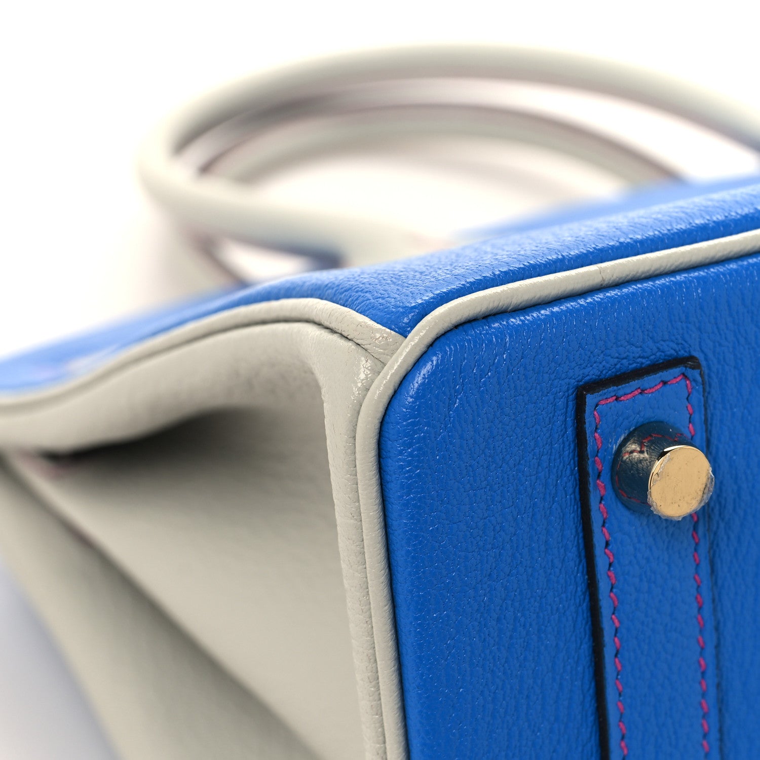 Hermes Chevre Mysore Horseshoe Birkin 30 Bleu Hydra Gris Perle Rose Shocking 11 of 13