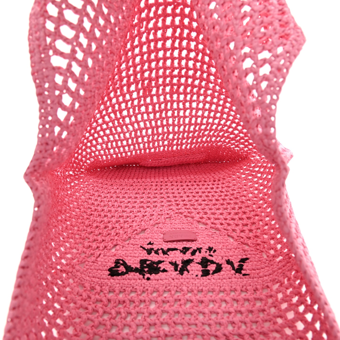 Yarn Raffia Effect Crochet Logo Embroidered Shopping Tote Bag Petalo