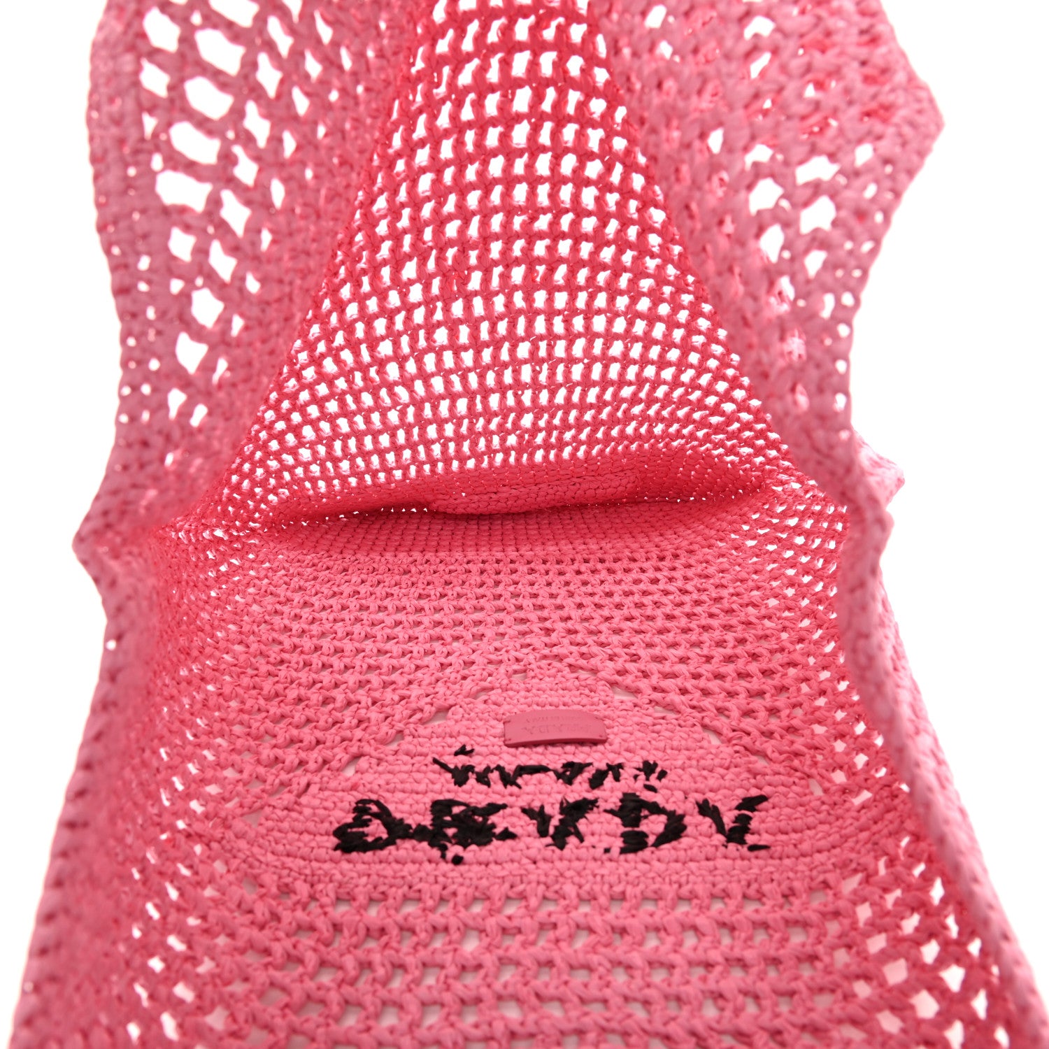 Prada Yarn Raffia Effect Crochet Logo Embroidered Shopping Tote Bag Petalo 4 of 8