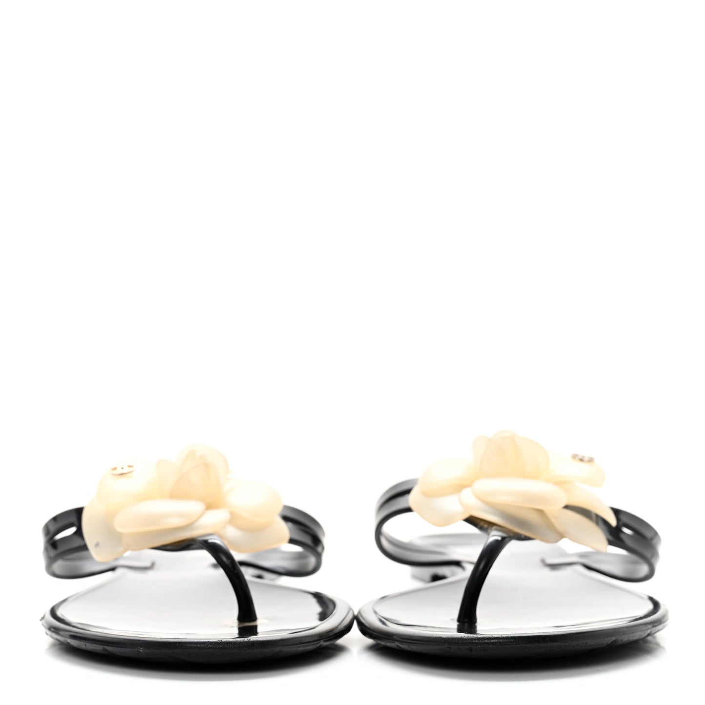 Jelly Camellia Thong Sandals 41 Black Ivory