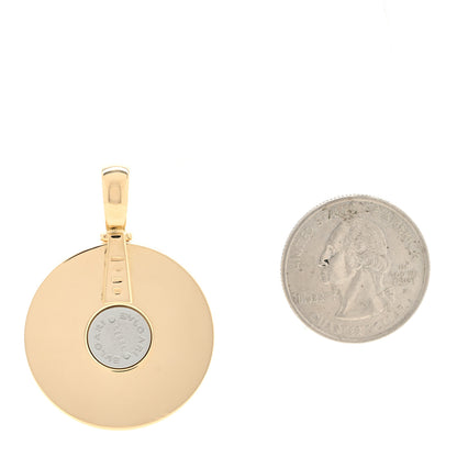 Bulgari Stainless Steel 18K Yellow Gold Mother of Pearl Optical Illusion Pendant 2 of 3