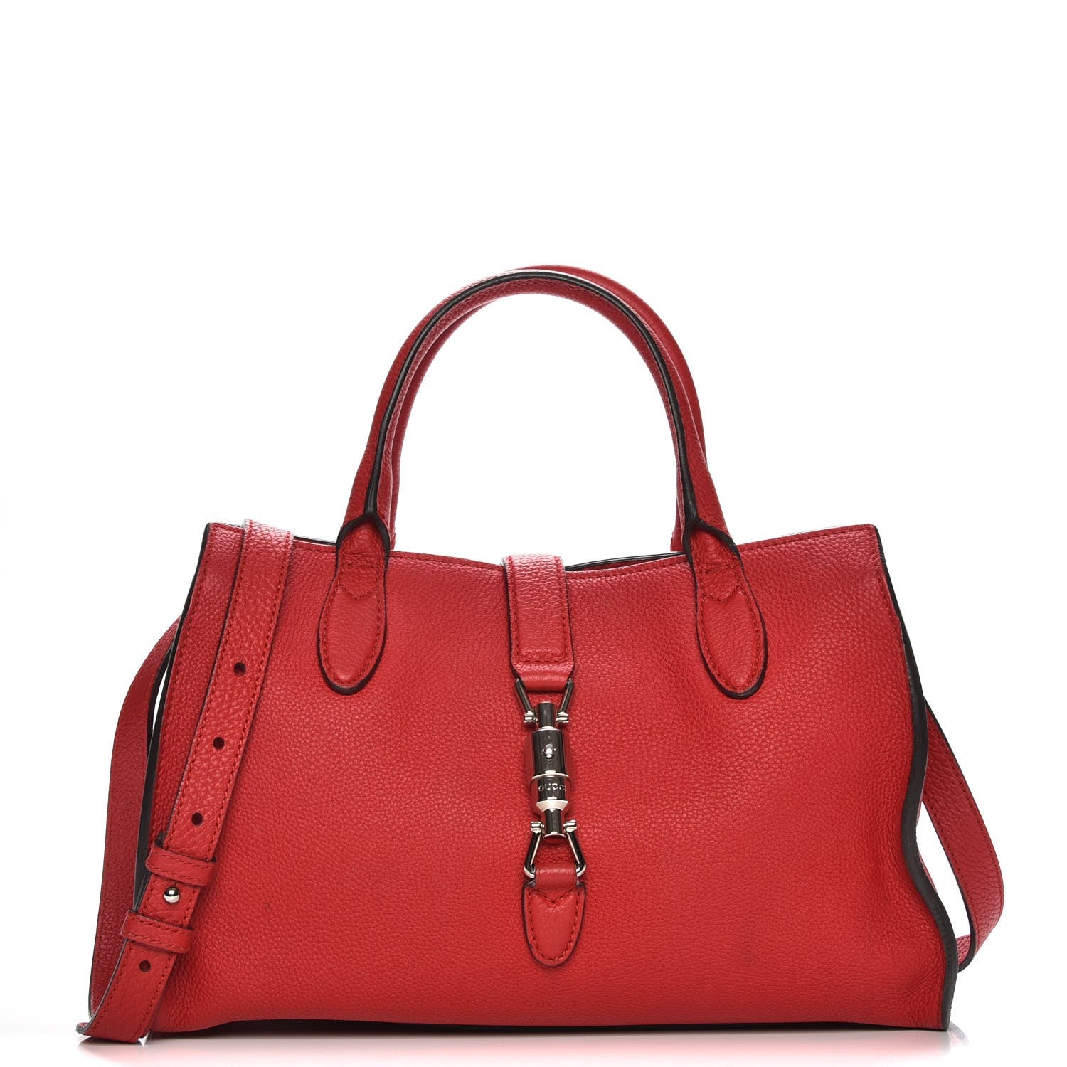 Gucci Soft Calfskin Small Jackie Top Handle Bag Hibiscus Red 1 of 12