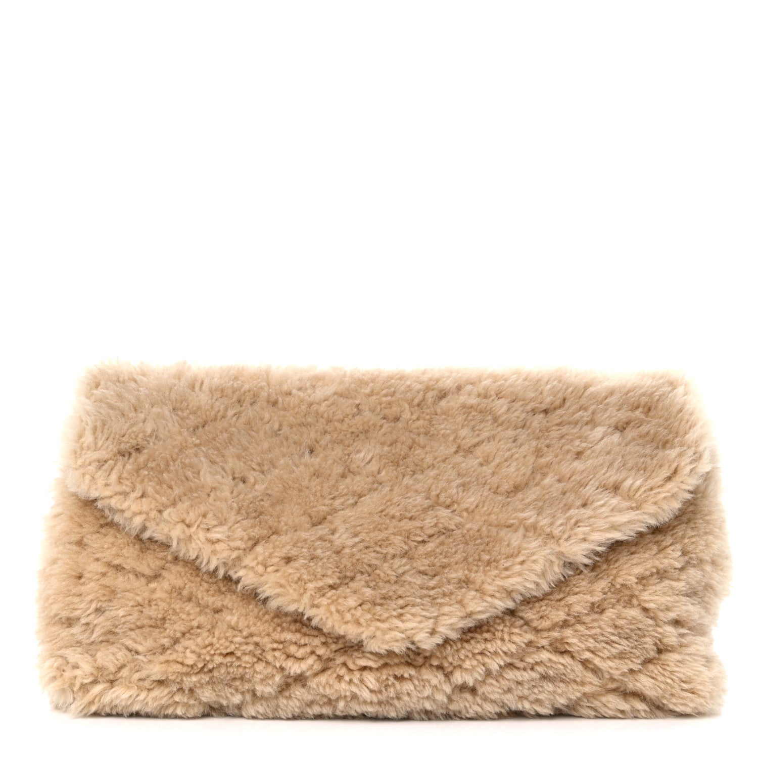 Saint Laurent Shearling Lambskin Quilted Sade Puffer Envelope Clutch Natural Beige 1 of 8