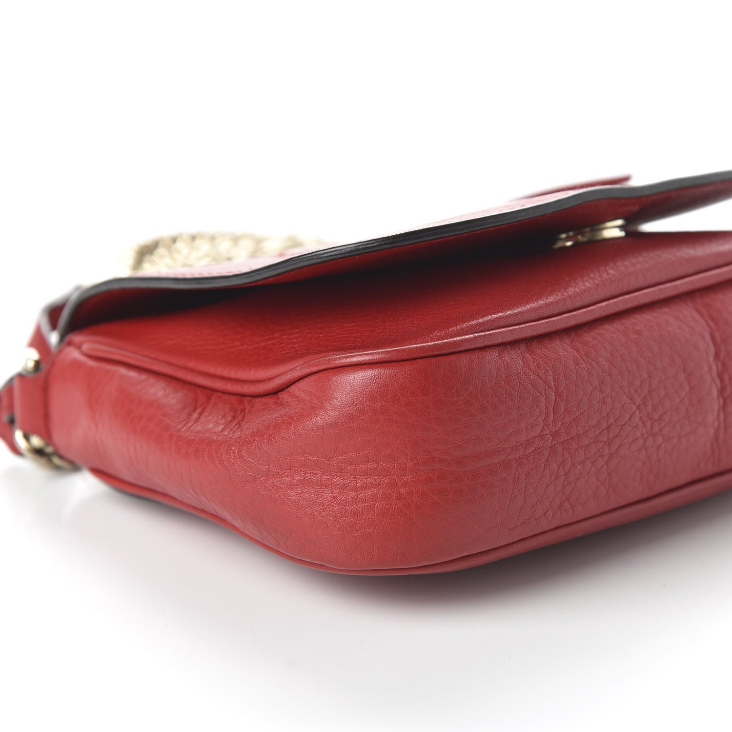 Gucci Pebbled Calfskin Small Soho Flap Crossbody Red 6 of 10