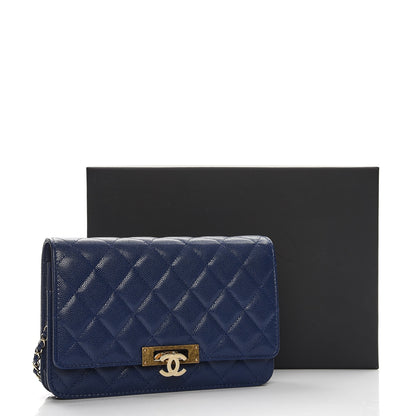 Chanel Caviar Quilted Golden Class Wallet On Chain WOC Navy 8 of 9