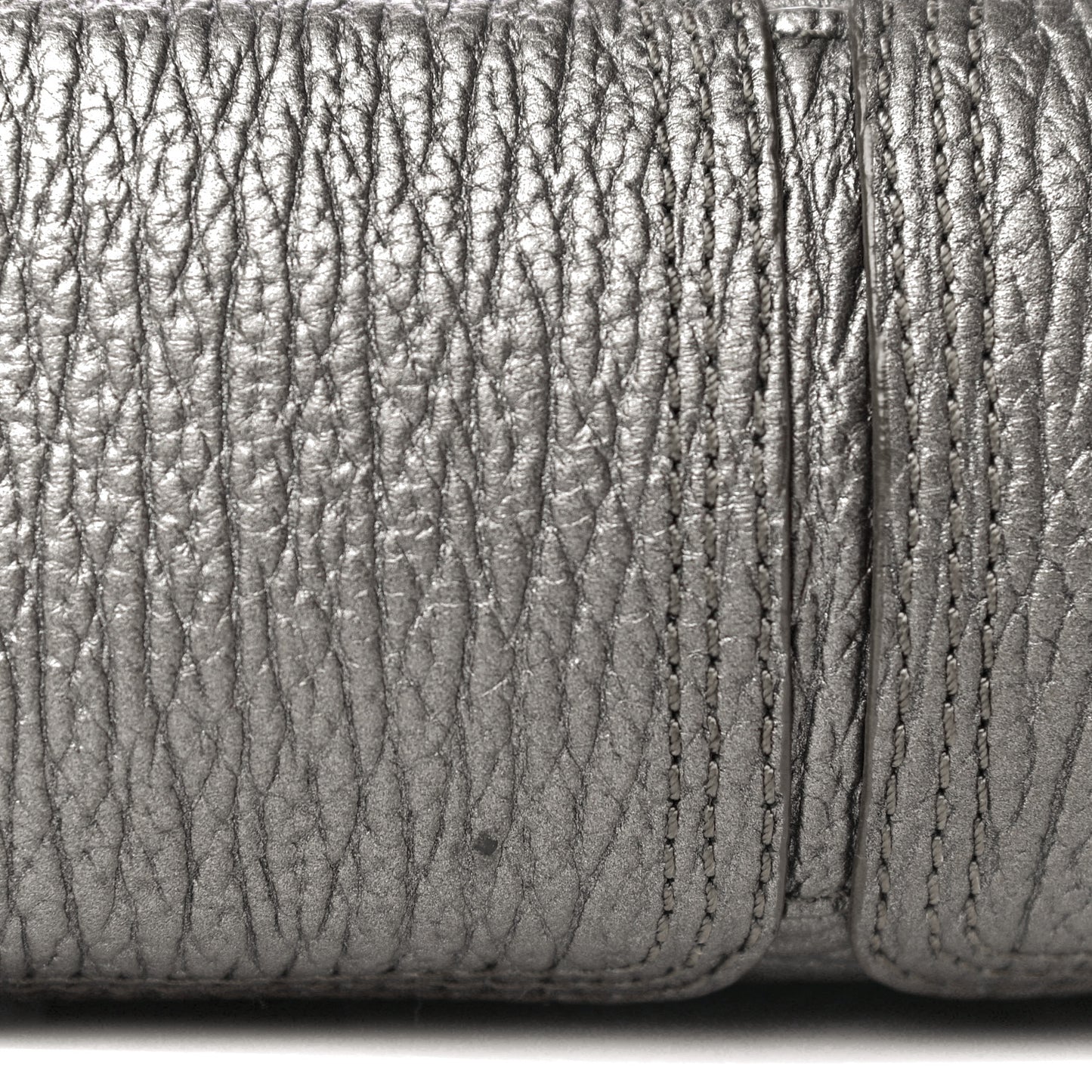 Metallic Textured Calfskin Mini Pashli Satchel Silver