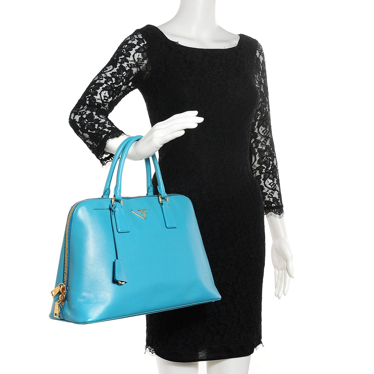 Prada Saffiano Lux Large Promenade Tote Turchese 2 of 10