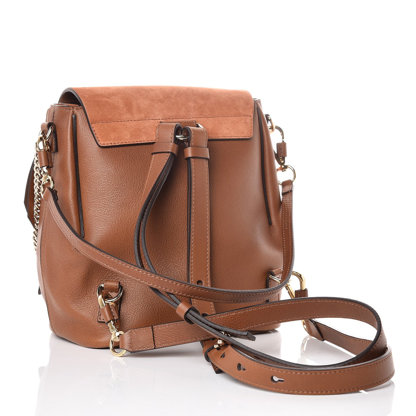 Suede Calfskin Small Faye Backpack Tan