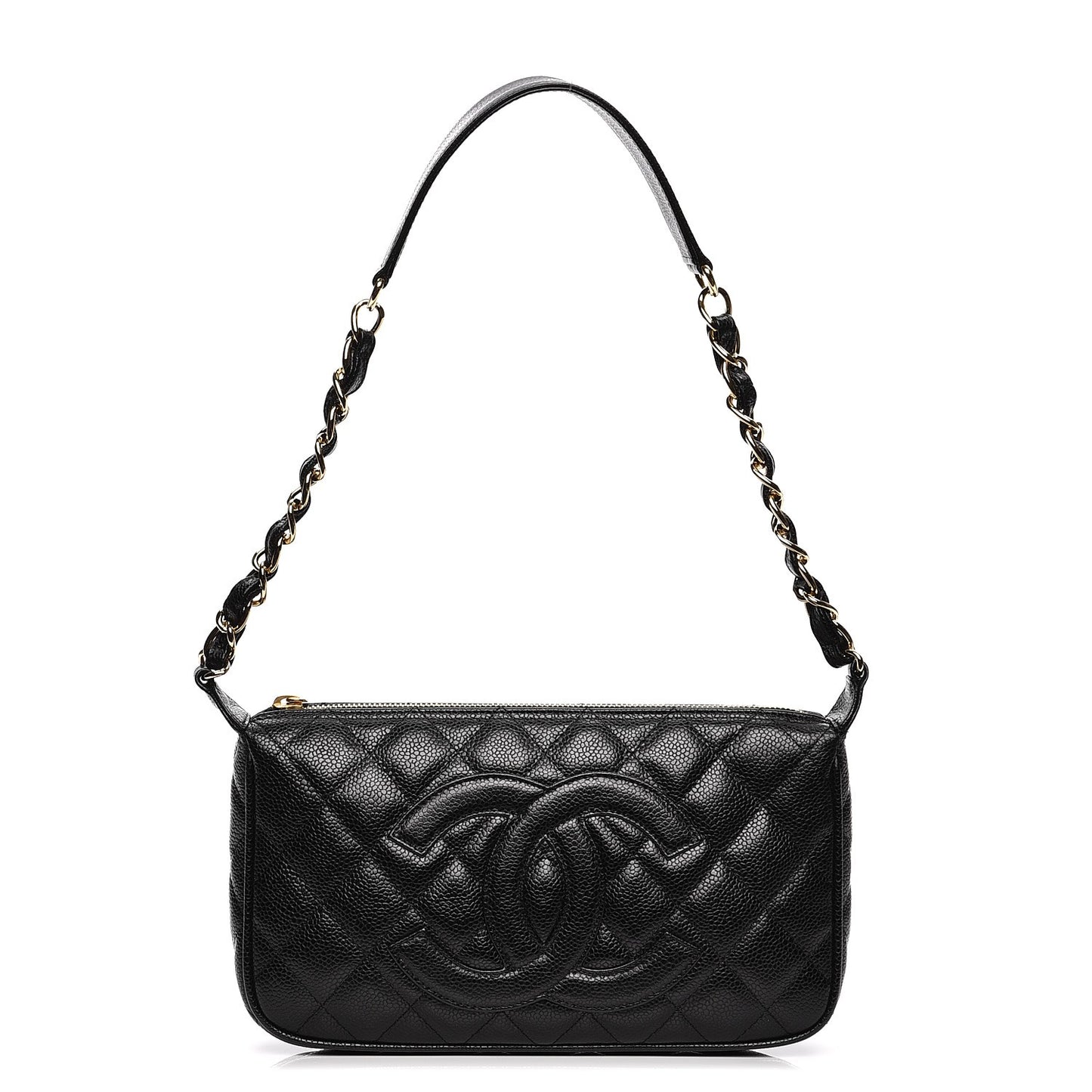 Caviar Quilted Shoulder Bag Black