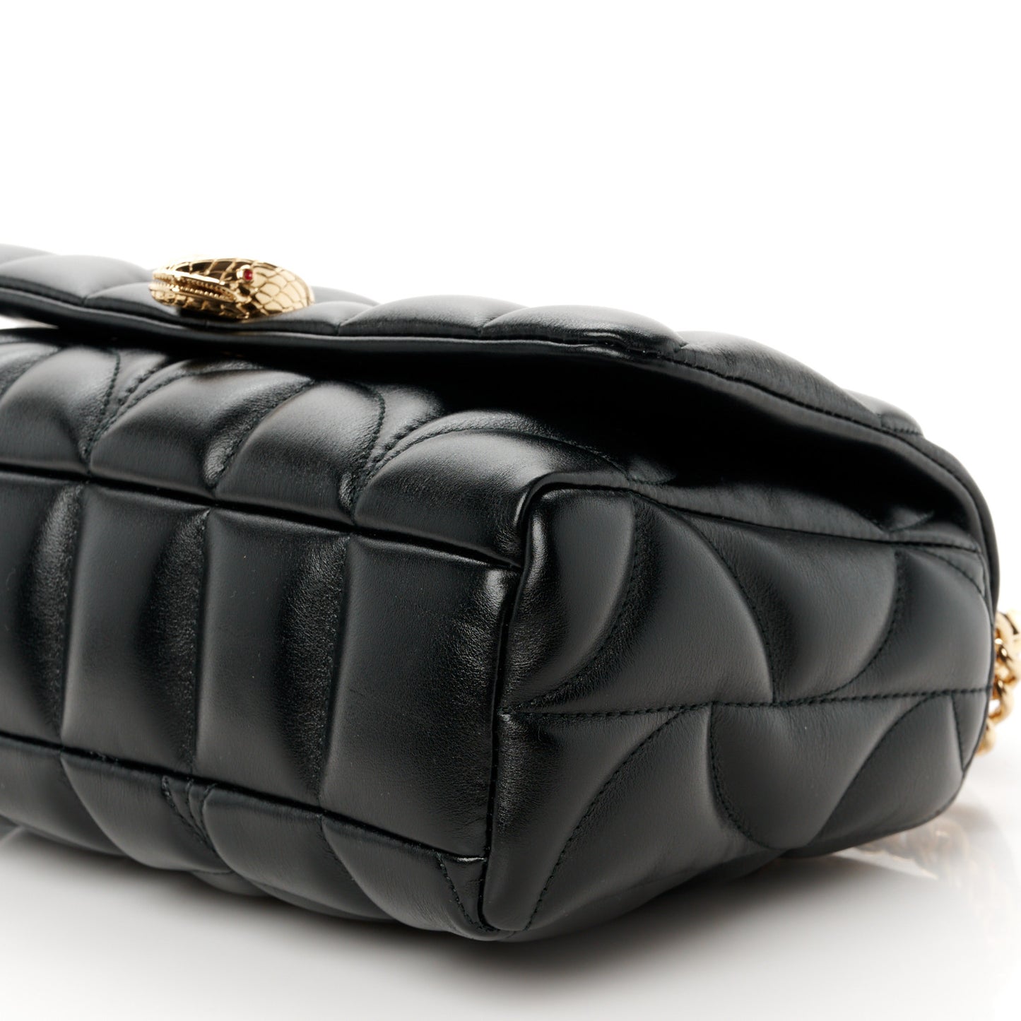 Calfskin Matelasse Medium Serpenti Sugarloaf Shoulder Bag Black