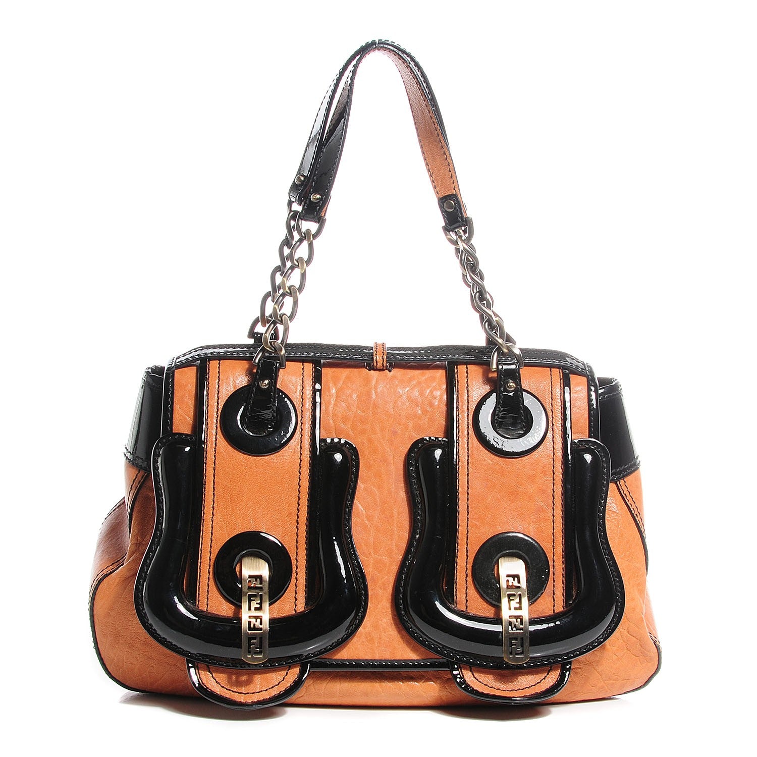 Fendi Nappa Patent B Bag Osso Black 1 of 8