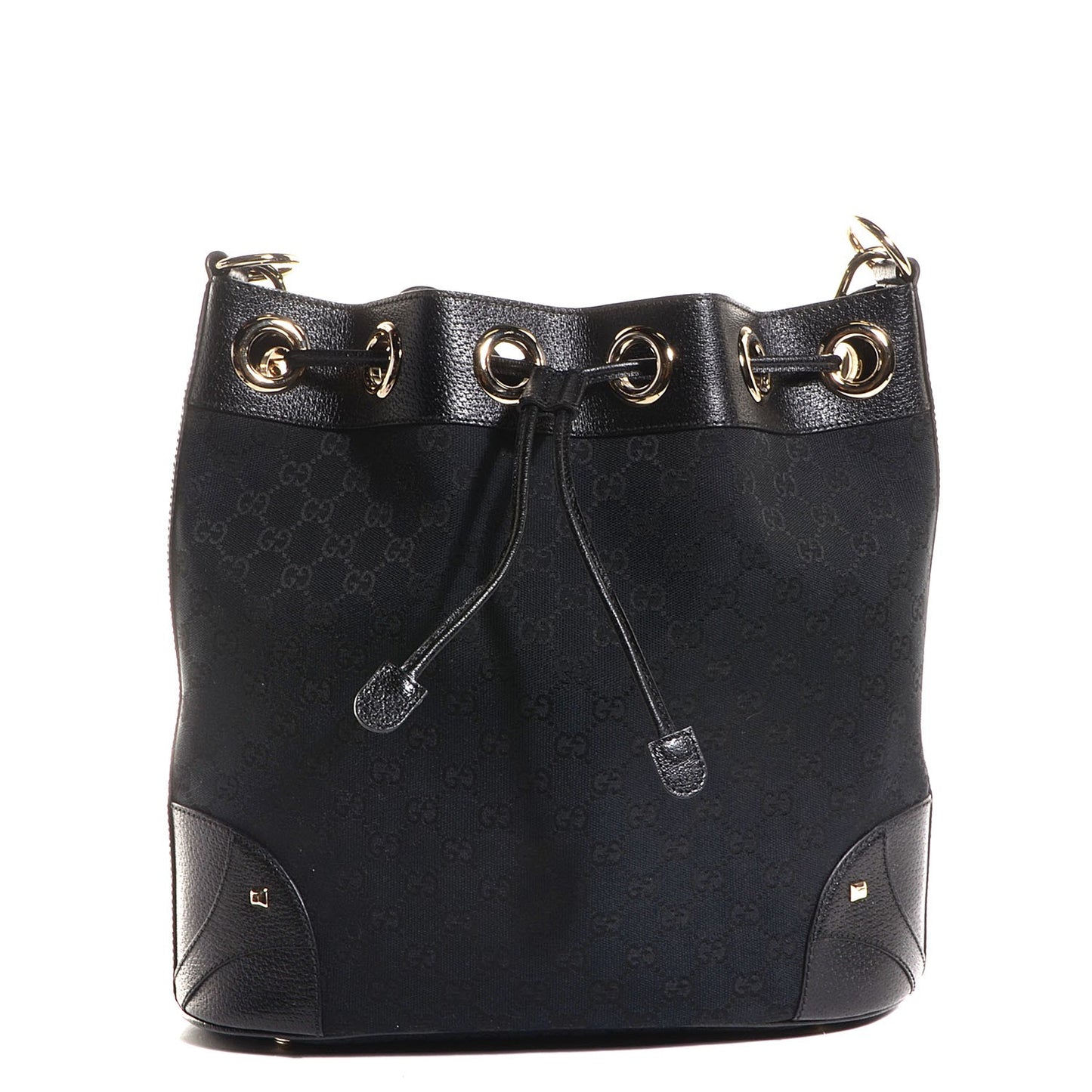 Monogram Drawstring Shoulder Bag Black