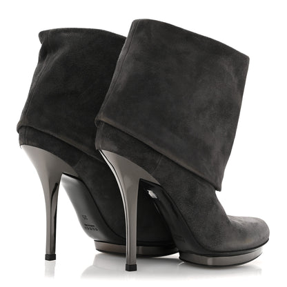 Gucci Suede Platform Foldover Ankle Boots 35 Grey 5 of 9