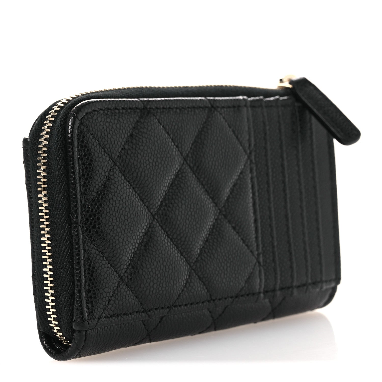 Chanel Caviar Quilted CC Zip Around Card Holder Black 3 of 9