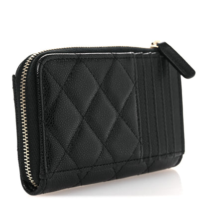 Chanel Caviar Quilted CC Zip Around Card Holder Black 3 of 9