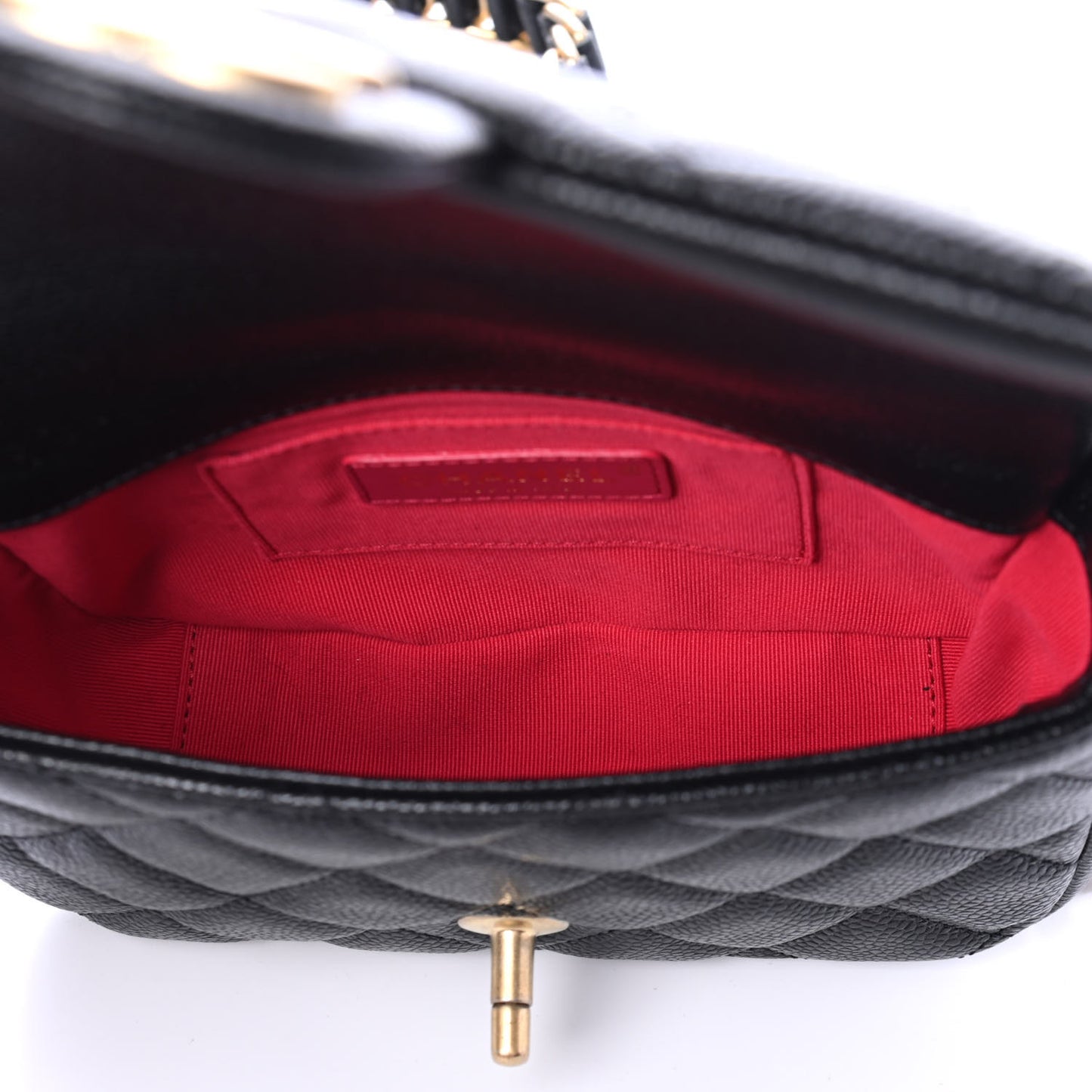 Caviar Quilted Mini Chain Soul Flap Black