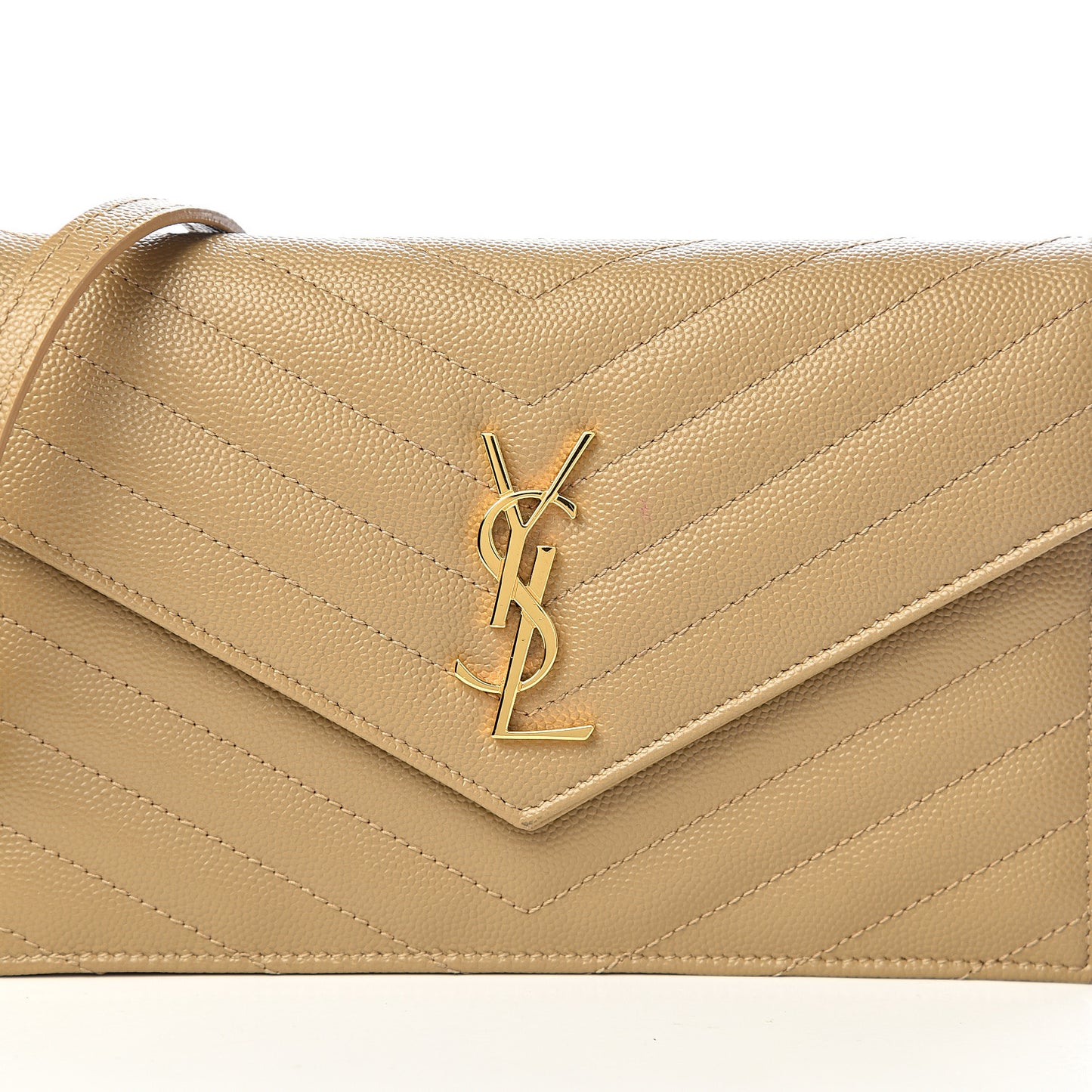 Grain De Poudre Matelasse Chevron Monogram Envelope Chain Wallet Nude Powder