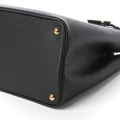 Prada Saffiano Cuir Large Double Bag Black Mughetto 7 of 9