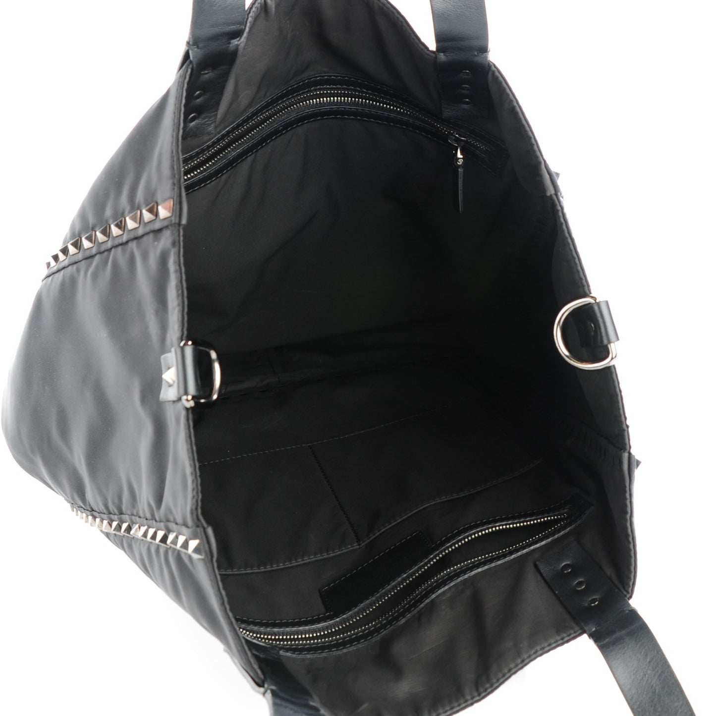 Nylon Rockstud Vertical Tote Black
