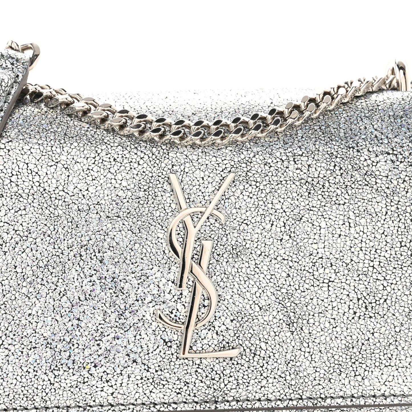 Metallic Crackled Calfskin Monogram Sunset Chain Wallet Star Light