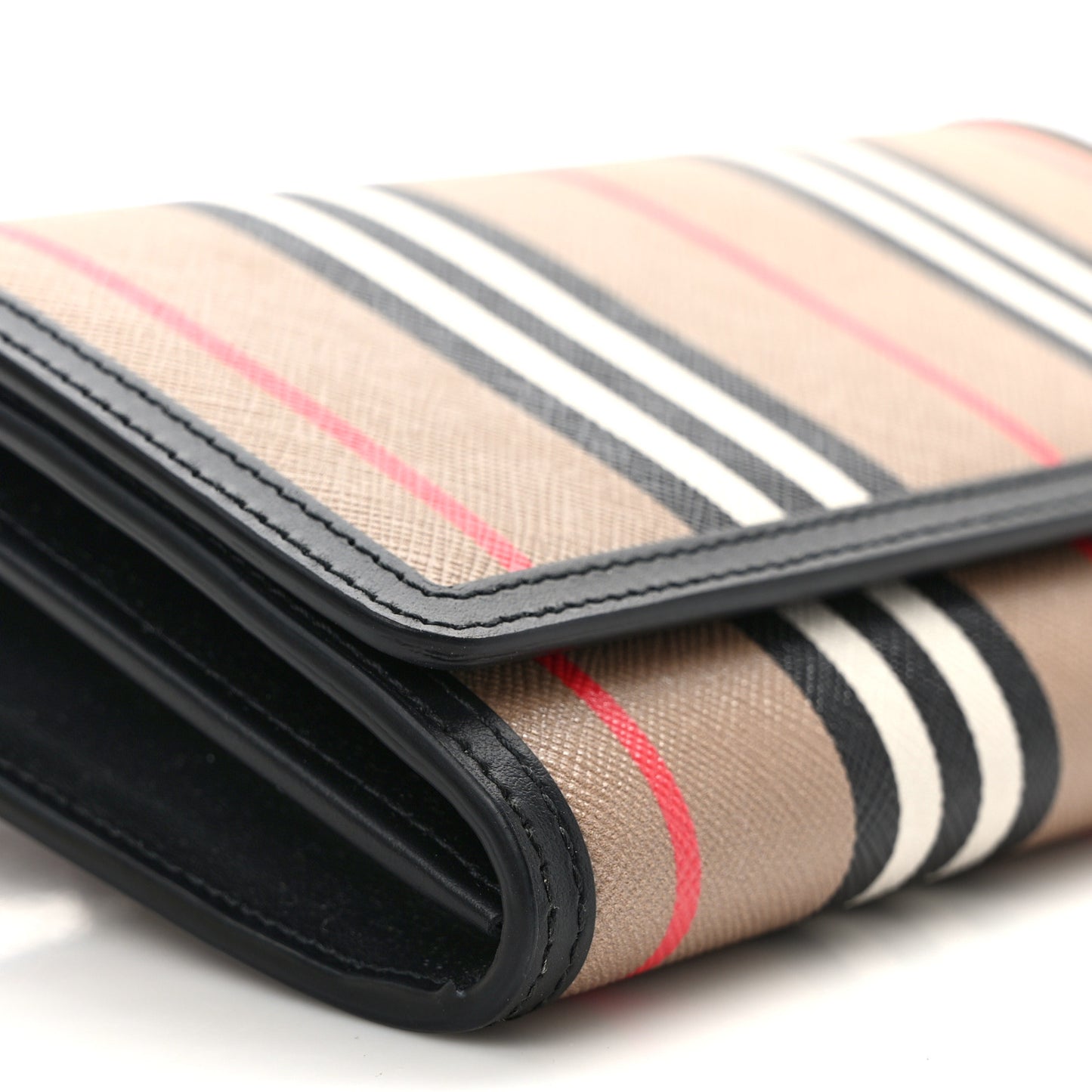 E-Canvas Icon Stripe Hannah Wallet With Detachable Strap Archive Beige Black