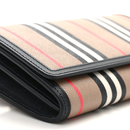 Burberry E-Canvas Icon Stripe Hannah Wallet With Detachable Strap Archive Beige Black 7 of 8
