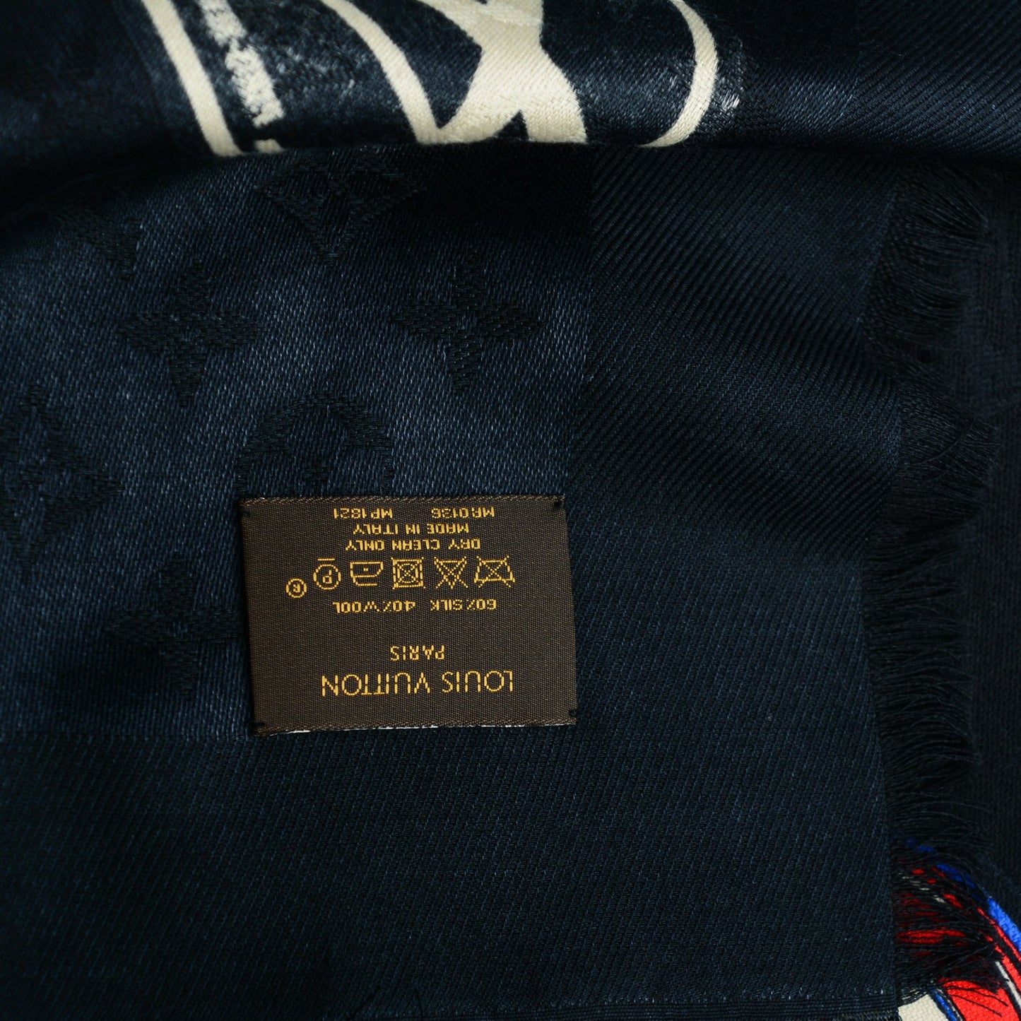 Silk Wool Monogram World Tour Shawl Black