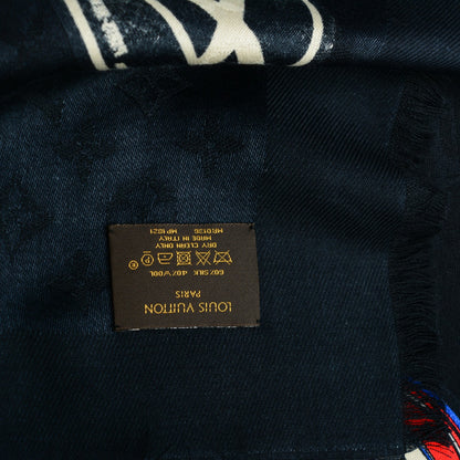 Louis Vuitton Silk Wool Monogram World Tour Shawl Black 5 of 5
