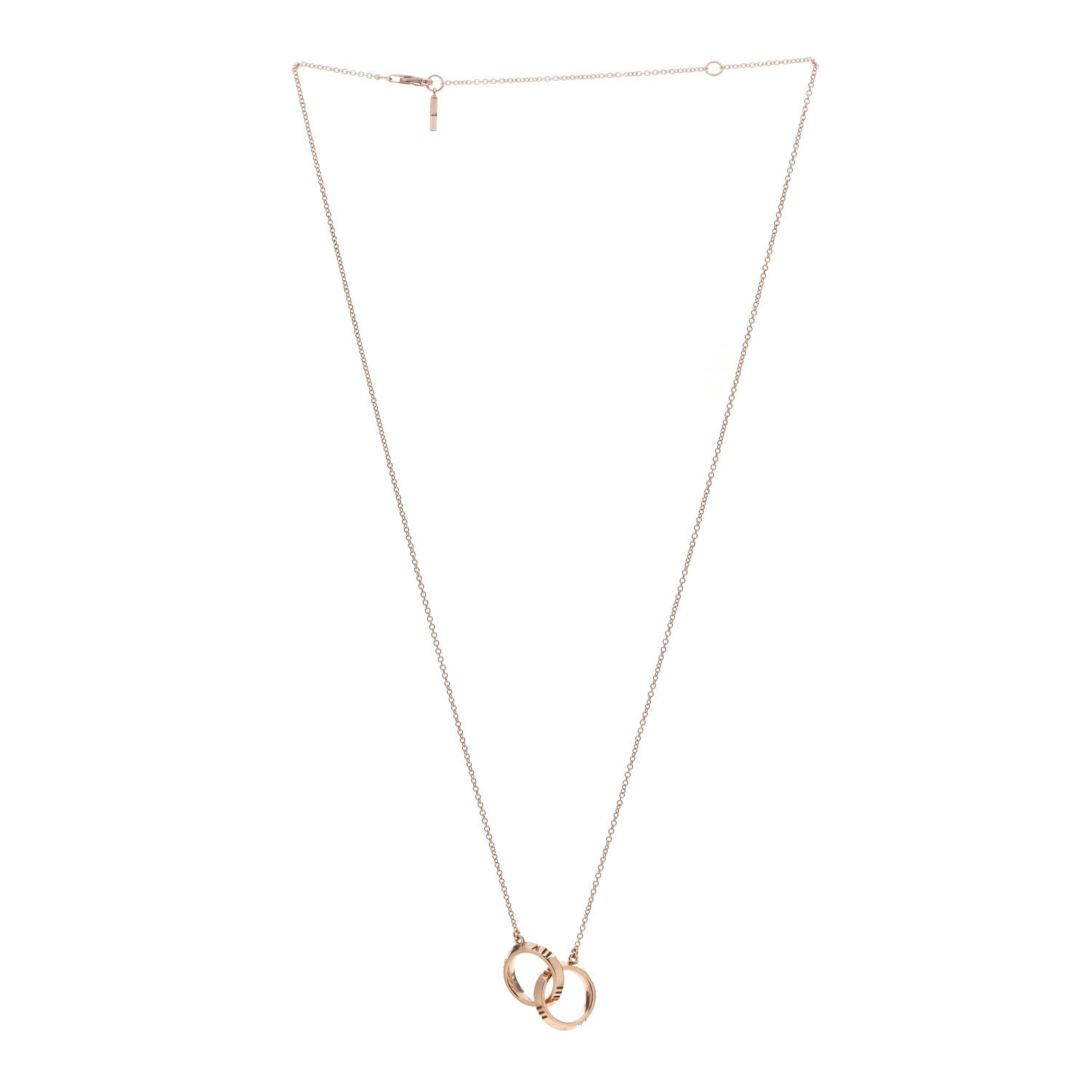 Tiffany 18K Rose Gold Interlocking Atlas Open Pendant Necklace 3 of 6