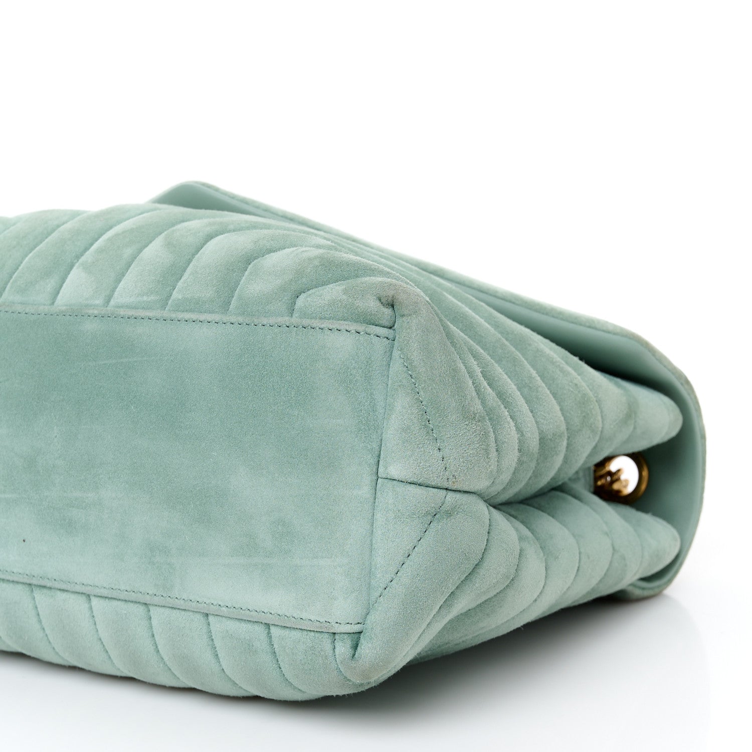 Saint Laurent Suede Y Quilted Monogram Medium Loulou Chain Satchel Vert Opaline 11 of 12