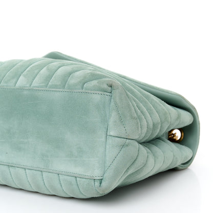 Saint Laurent Suede Y Quilted Monogram Medium Loulou Chain Satchel Vert Opaline 11 of 12