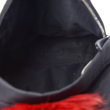 Fendi Nylon Vitello Dolce Elaphe Fox Fur Monster Eyes Backpack Black Natural Bordeaux Multicolor 5 of 11
