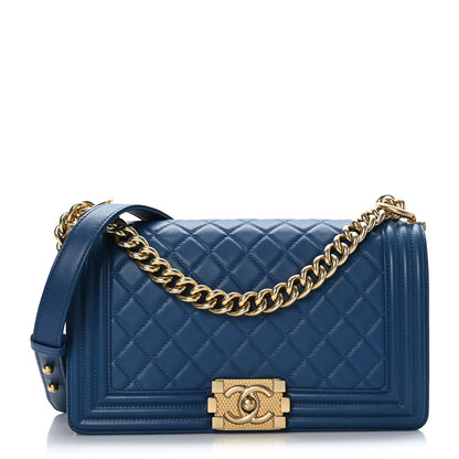 Chanel Lambskin Quilted Medium Boy Flap Blue 1 of 9