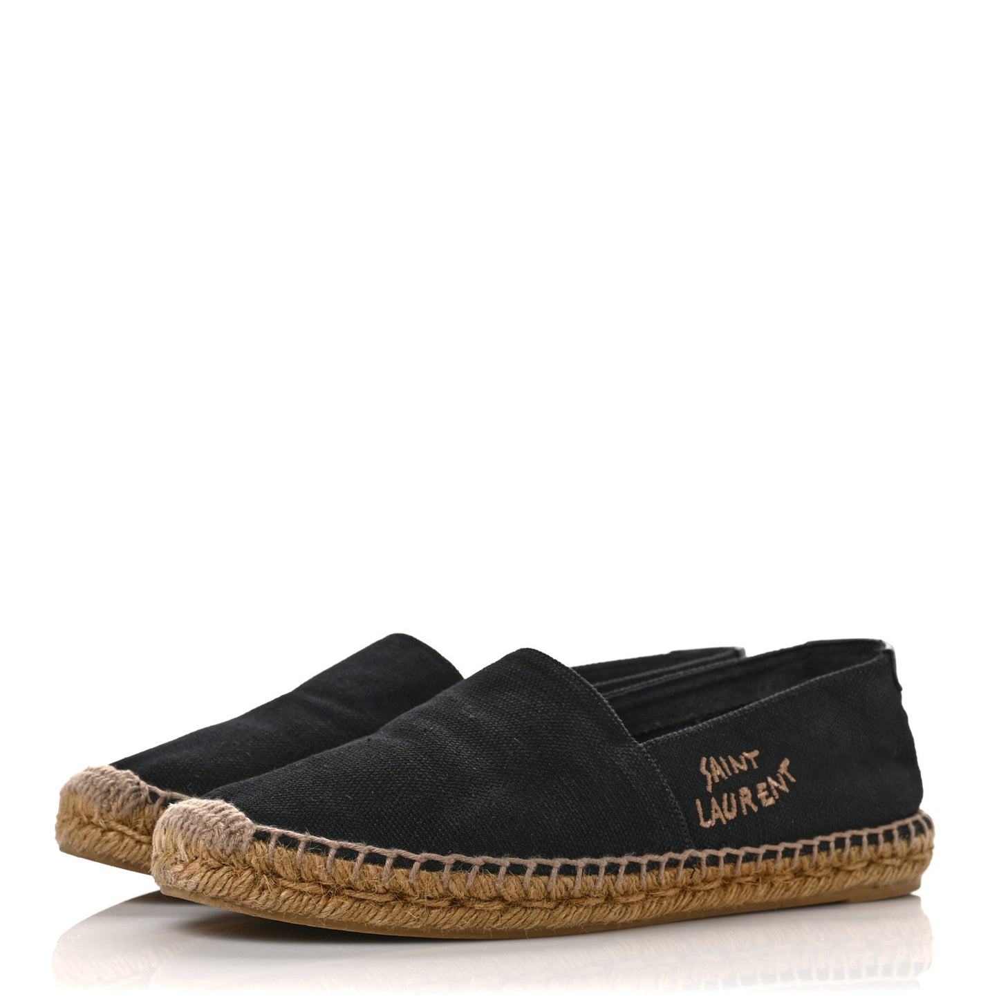 Canvas Nappa Elba Light Logo Embroidered Espadrilles 39 Black