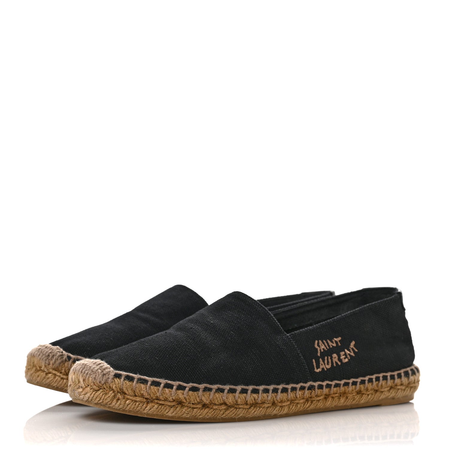 Saint Laurent Canvas Nappa Elba Light Logo Embroidered Espadrilles 39 Black 3 of 10