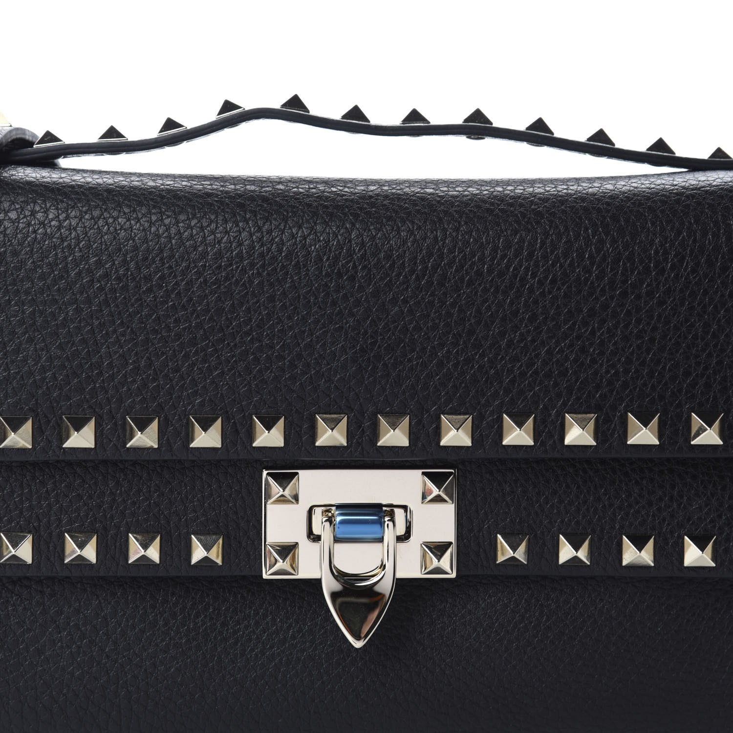Valentino Garavani Grainy Calfskin Rockstud Double Flap Crossbody Bag Black 9 of 9