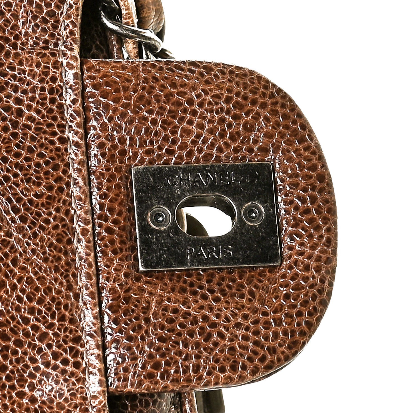 Crumpled Grained Calfskin Jumbo CC Crave Flap Brown