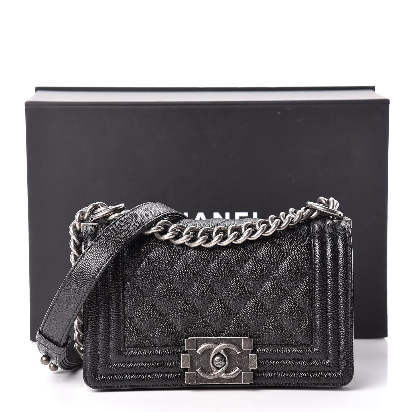 Caviar Quilted Small Boy Flap Black
