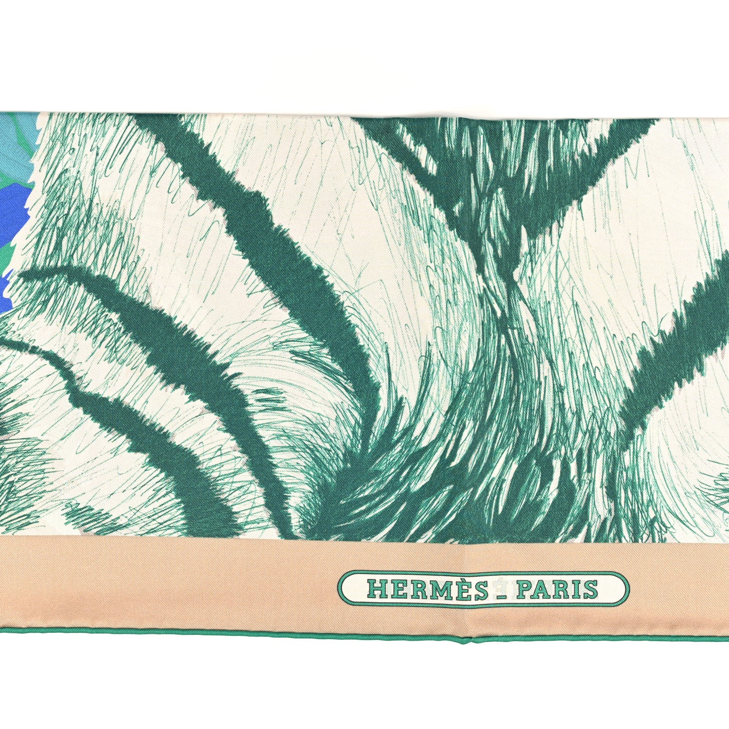Hermes Silk Carre Double Face Tigre Royal Scarf 90 Vert Beige Multicolor 3 of 6