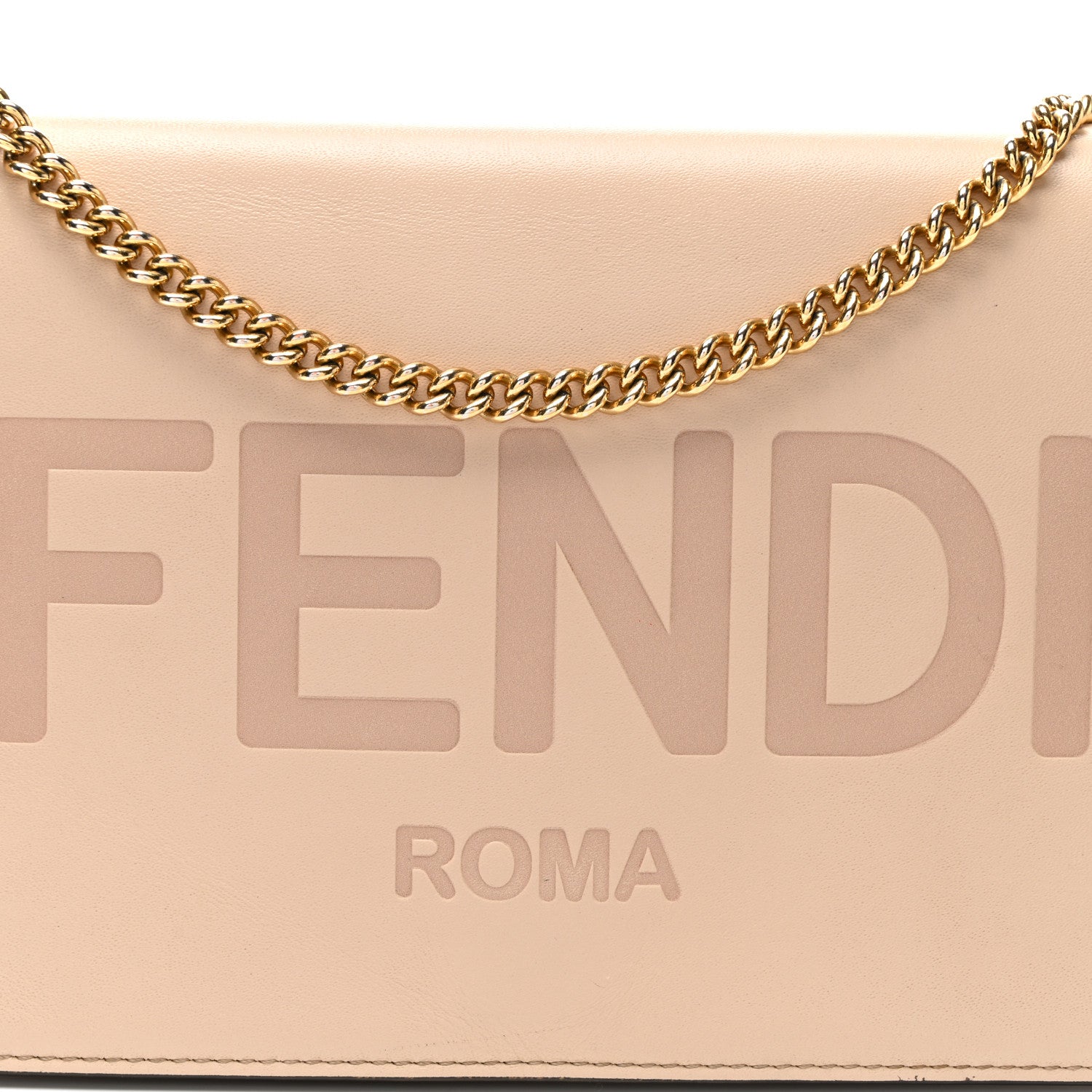 Fendi Vitello King Tamponato Logo Embossed Medium Wallet On Chain Poudre 8 of 12