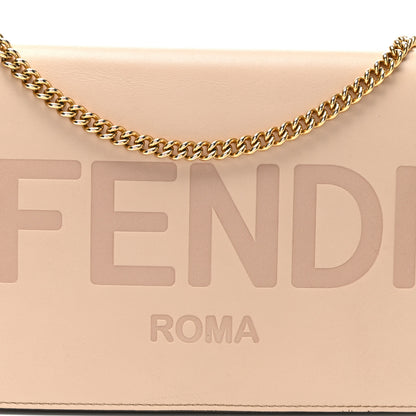 Fendi Vitello King Tamponato Logo Embossed Medium Wallet On Chain Poudre 8 of 12