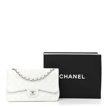 Chanel Caviar Quilted Jumbo Double Flap White 14 of 14