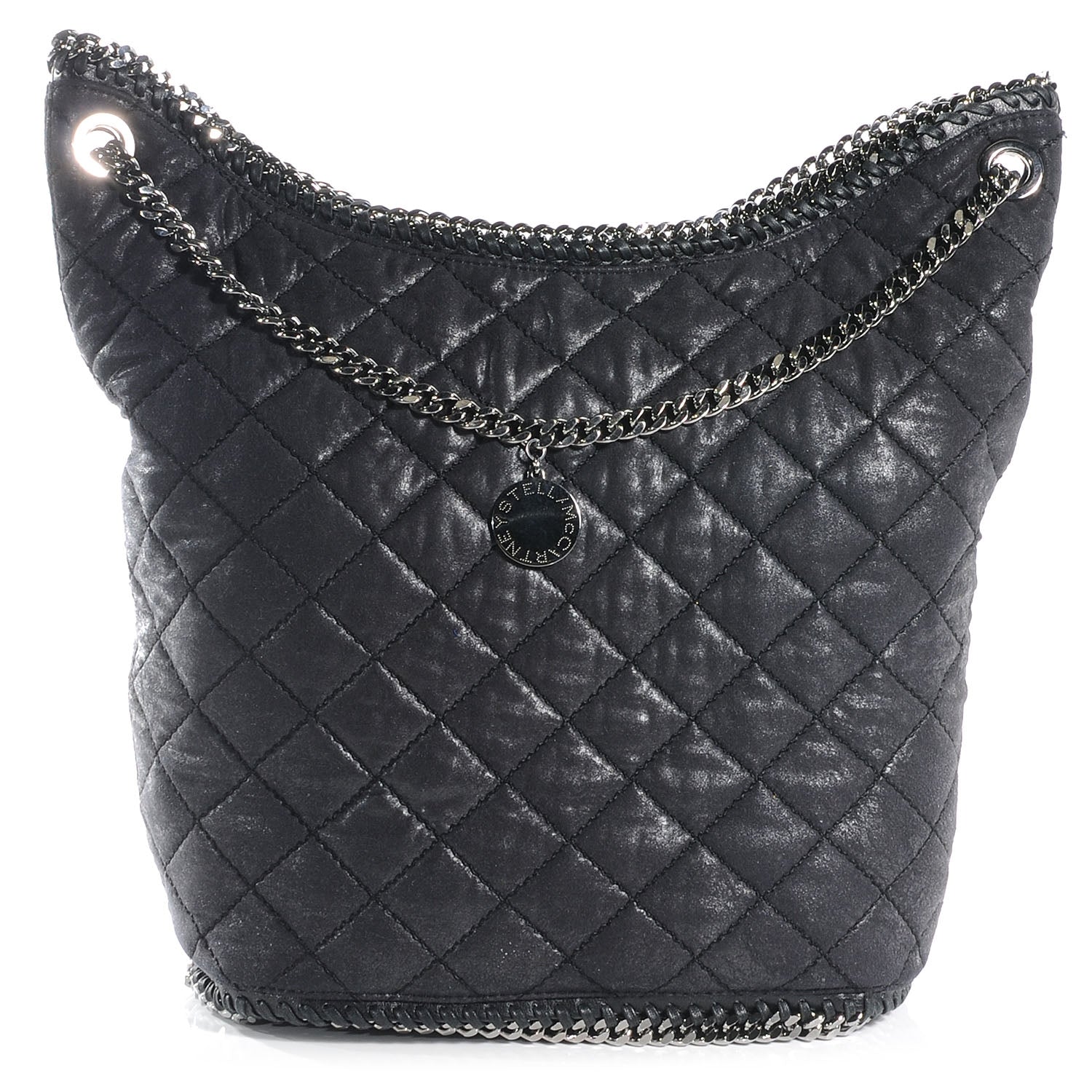 Stella McCartney Quilted Faux Leather Large Falabella Bucket Bag Black 1 of 6