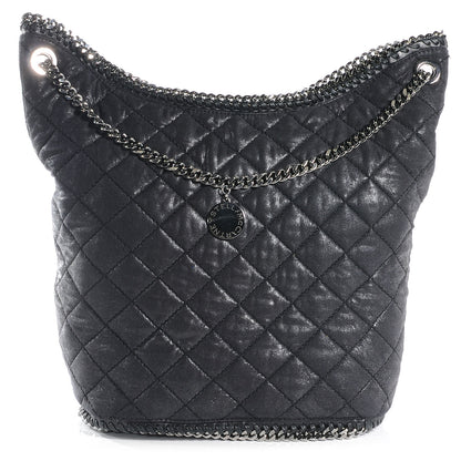 Stella McCartney Quilted Faux Leather Large Falabella Bucket Bag Black 1 of 6