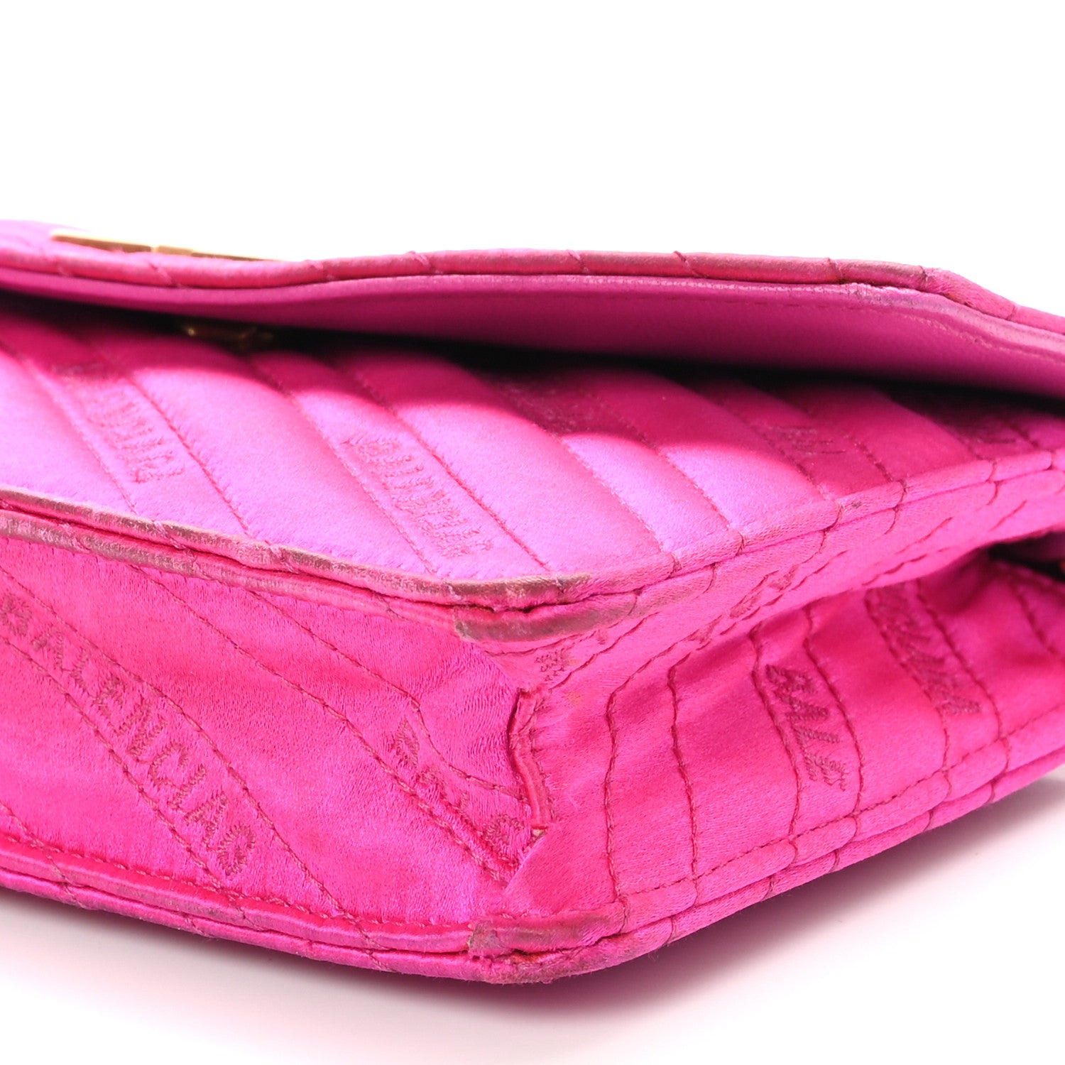 Balenciaga Satin Jacquard Logo Matelasse BB Wallet On Chain Fuchsia 9 of 13