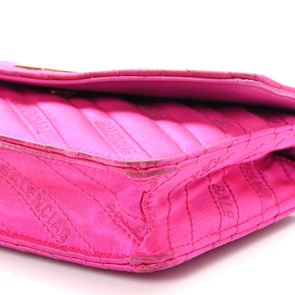 Balenciaga Satin Jacquard Logo Matelasse BB Wallet On Chain Fuchsia 9 of 13