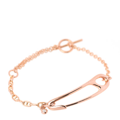 Hermes 18K Rose Gold Diamond MM Chaine d'Ancre Punk Bracelet SH 1 of 5