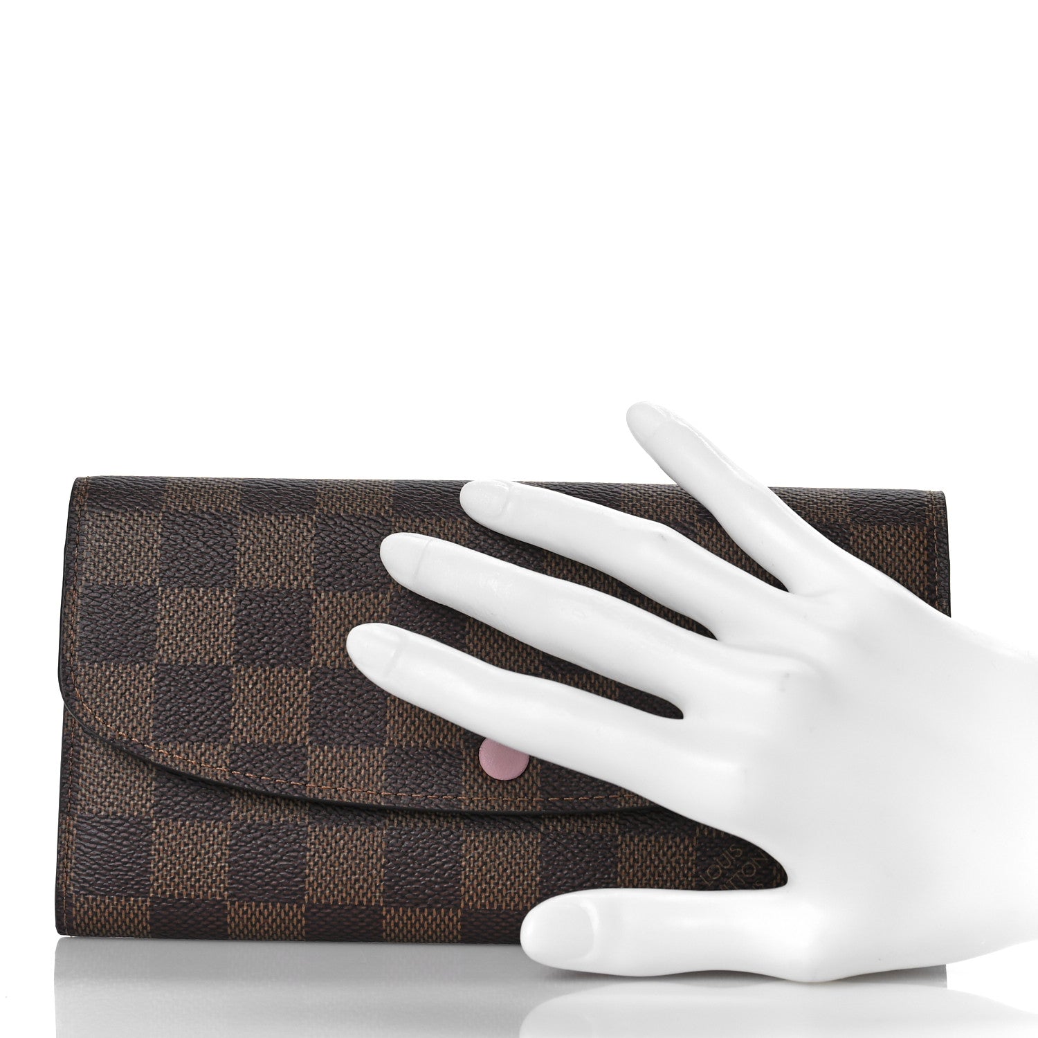 Louis Vuitton Damier Ebene Emilie Wallet Rose Ballerine 2 of 9