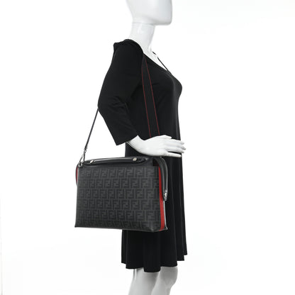 Fendi Glazed Fabric Vitello Grace Century FF 1974 Heat Sealed By The Way Messenger Bag Black Rosso 5 of 11