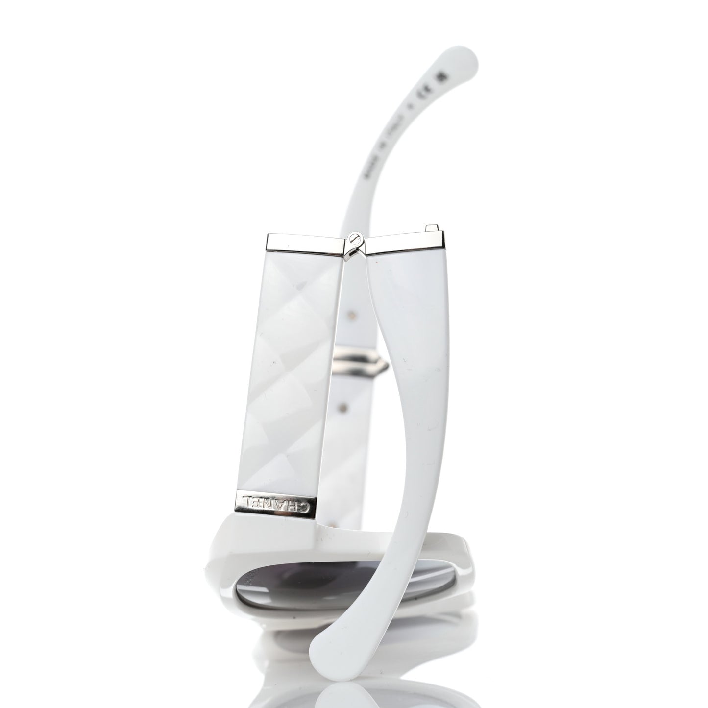 Acetate Metal Square Folding Sunglasses 6055-B White